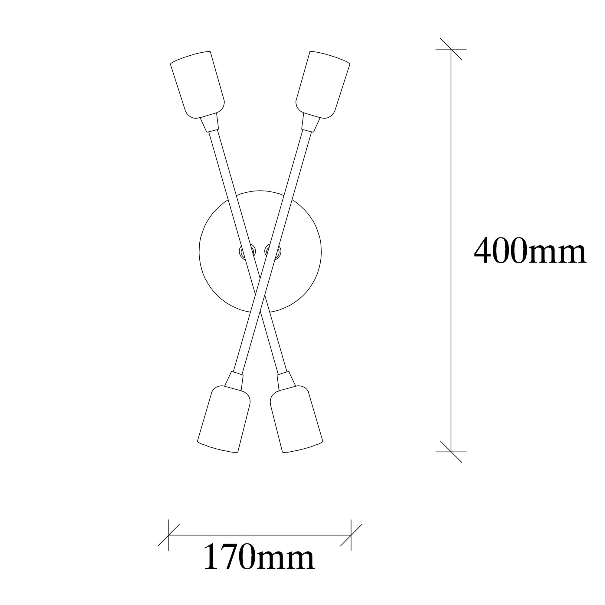 Candeeiro de Parede branca elegante, corpo de metal, 40 cm de altura, 17 x 8 cm | 4 soquetes E27, IP20 | Perfeita para decoração de interiores glamurosa e espaços modernos