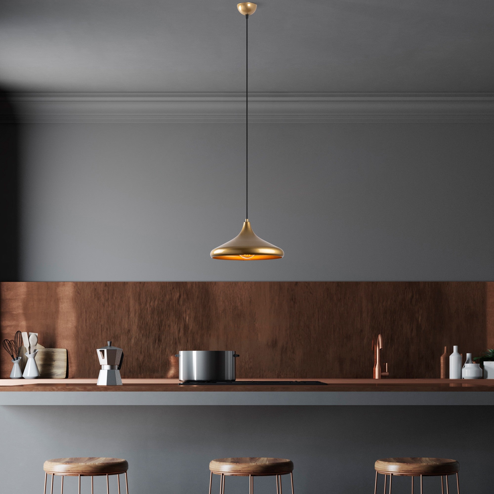 Candeeiro de Teto – 35 cm – Dourado – Metálico