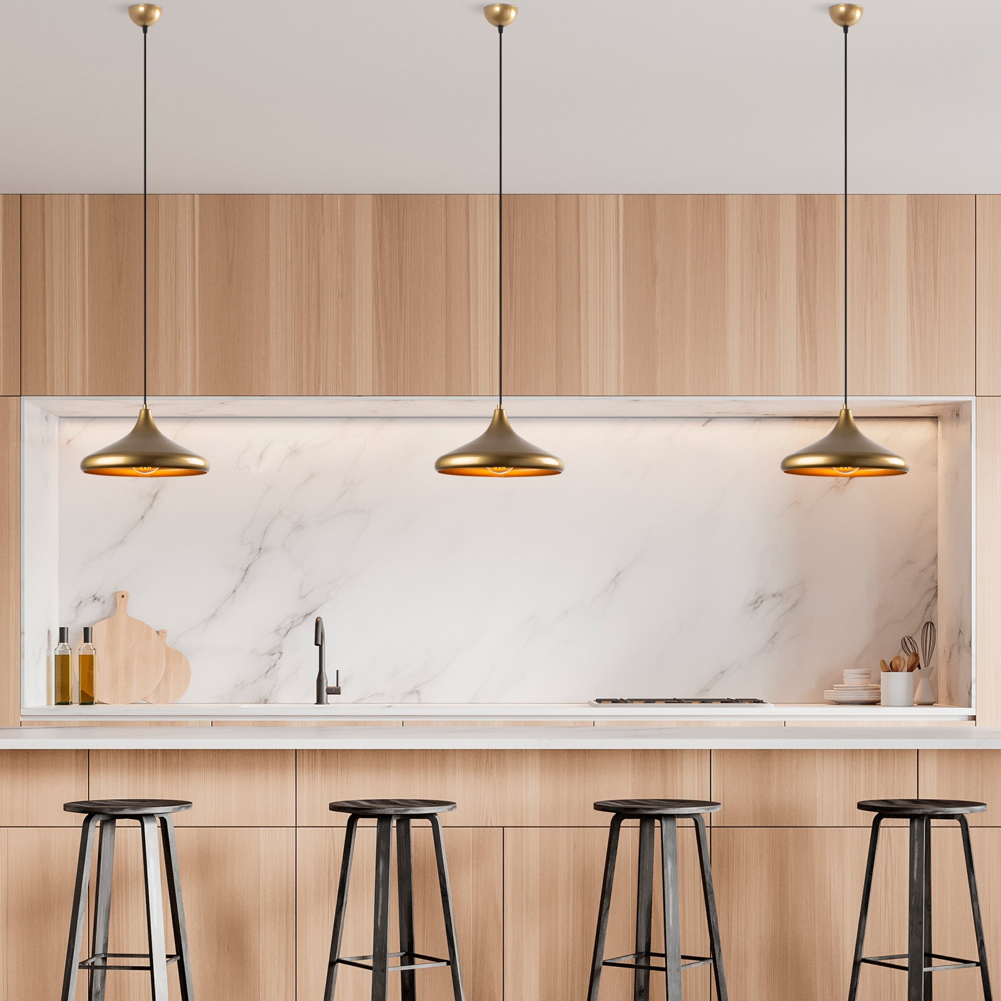 Candeeiro de Teto – 35 cm – Dourado – Metálico