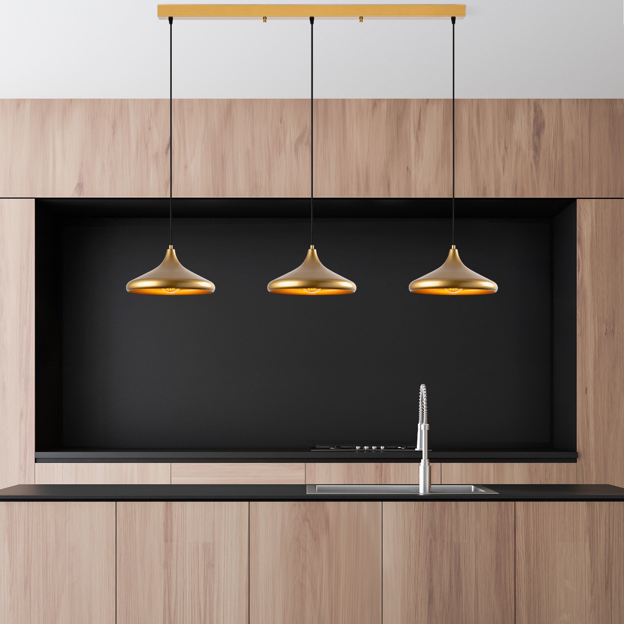 Candeeiro de Teto – 145 x 35 x 116 cm – Dourado – Metal