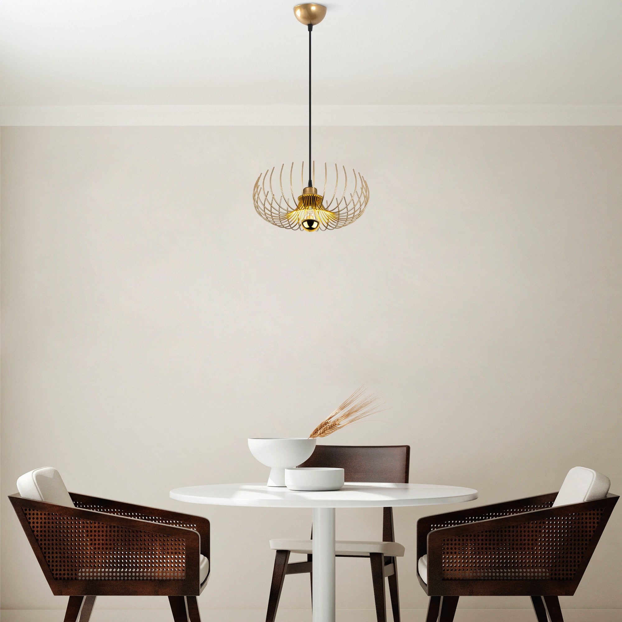 Candeeiro de Teto – 36 x 36 x 111 cm – Dourado – Metal