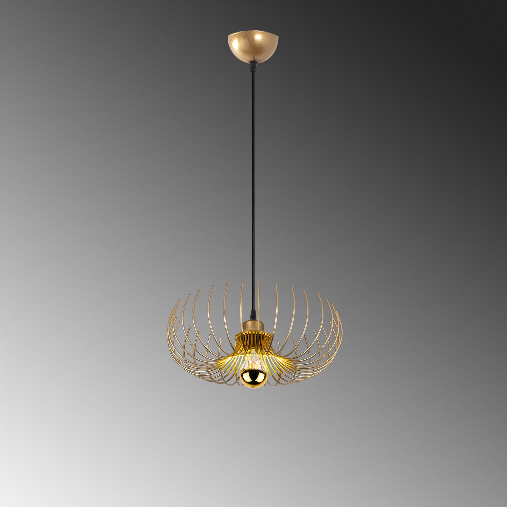 Candeeiro de Teto – 36 x 36 x 111 cm – Dourado – Metal