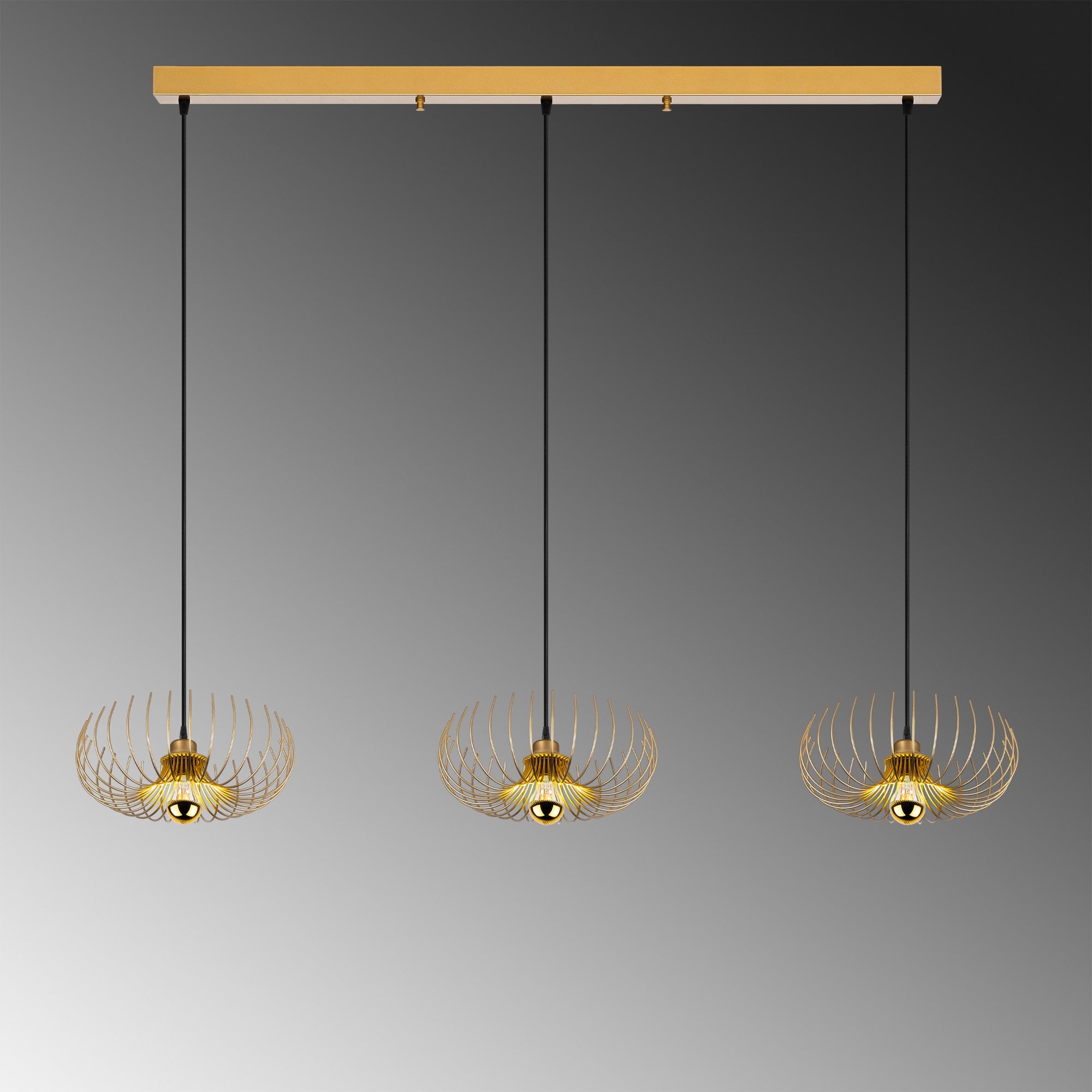 Candeeiro de Teto – 144 x 36 x 111 cm – Dourado – Metal