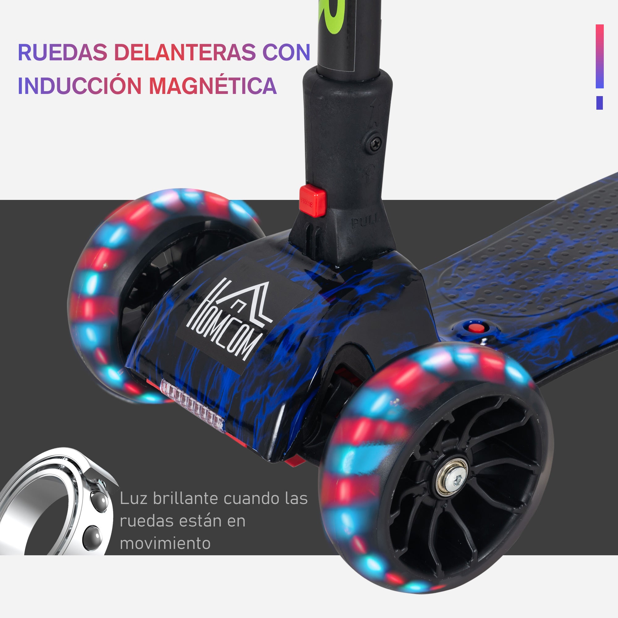 Trotinete para Crianças – 61x26x63-81 cm – Azul – PP e Metal