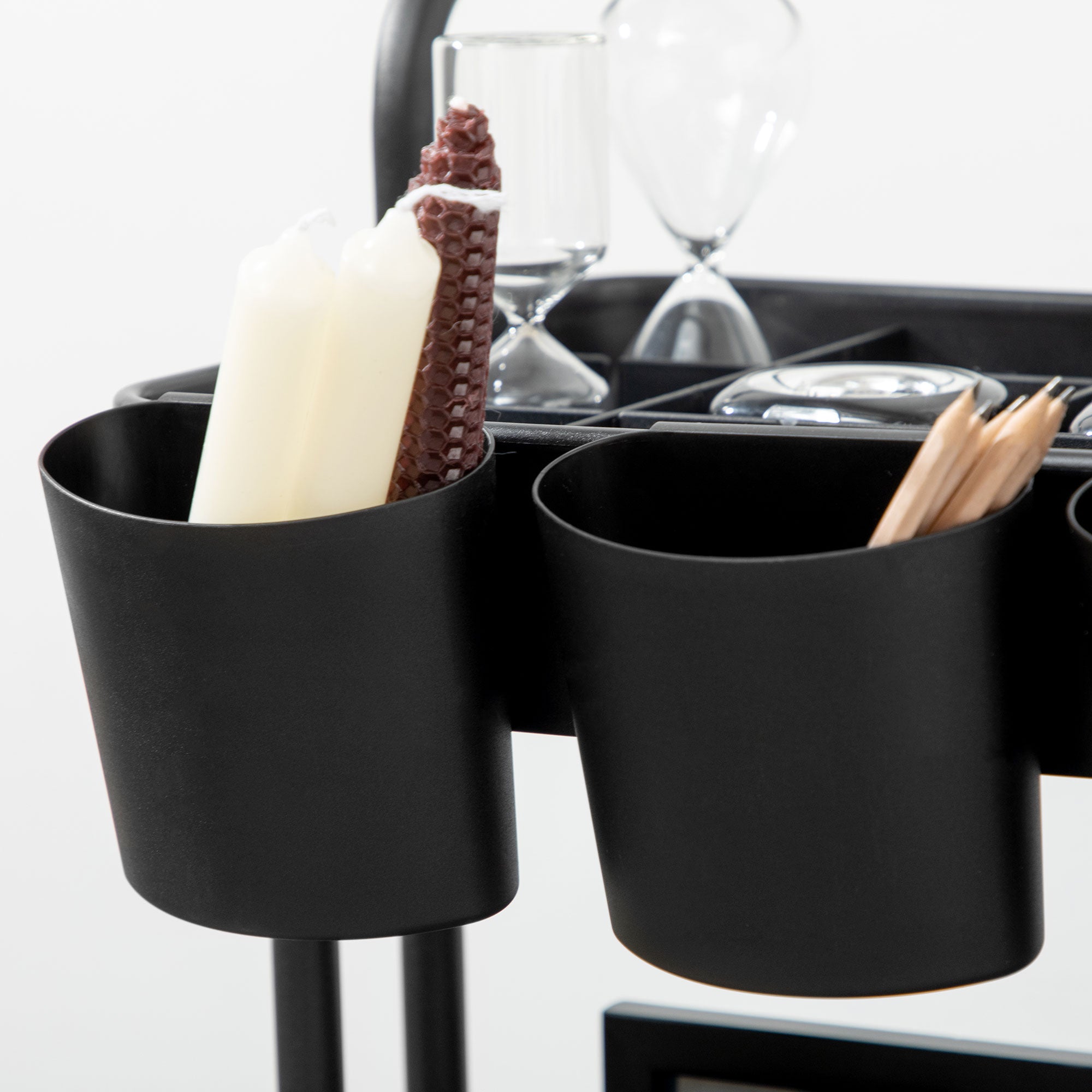 Carrinho de Cozinha de Aço com 3 Cestas e 4 Ganchos 42x38x86,5cm - Preto