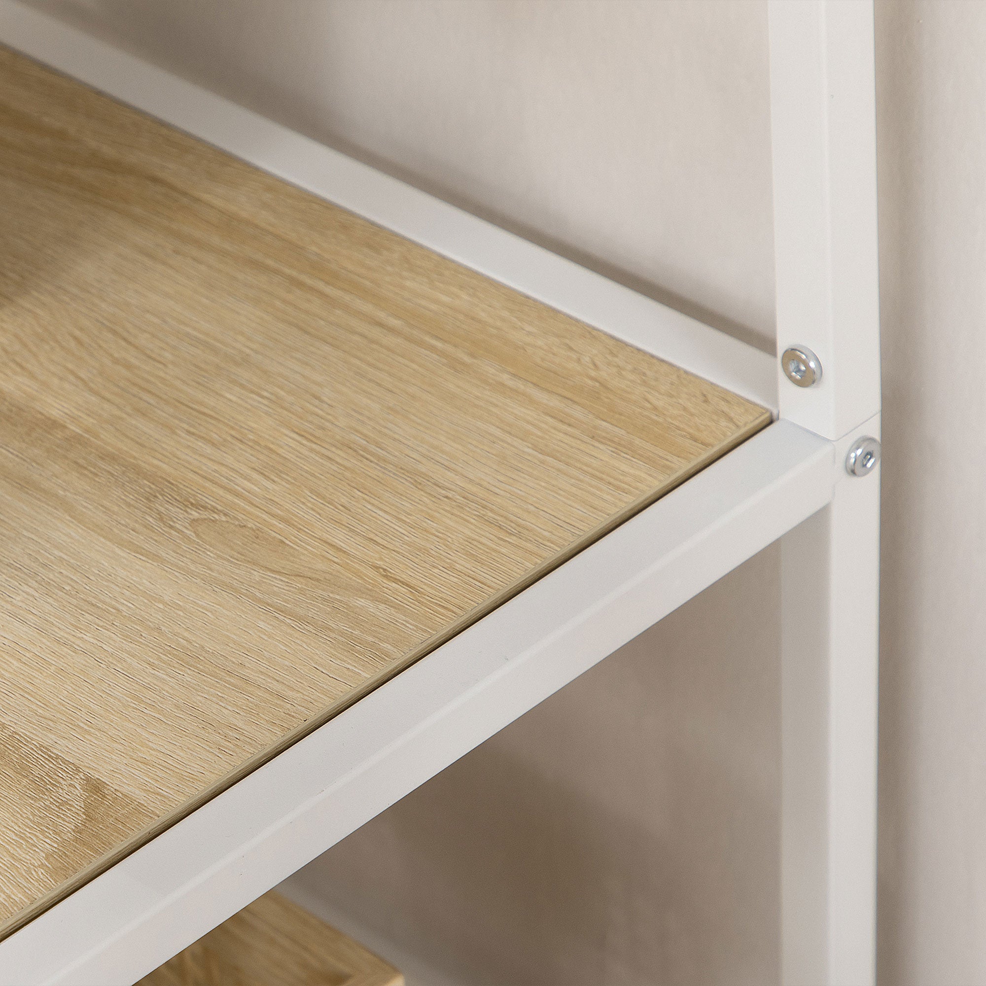 Estante de Armazenamento – 83x34x180cm – Carvalho e Branco – Aglomerado e Aço