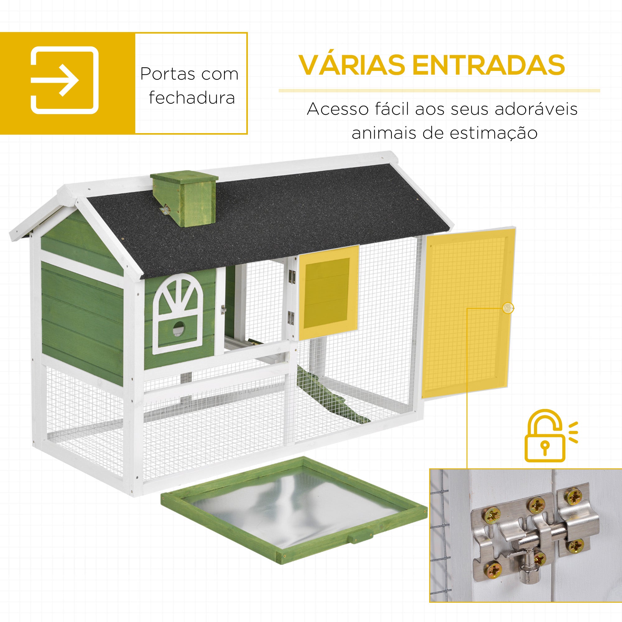 Coelheira Grande Verde 120x60x79 cm com Bandeja Removível e Chaminé