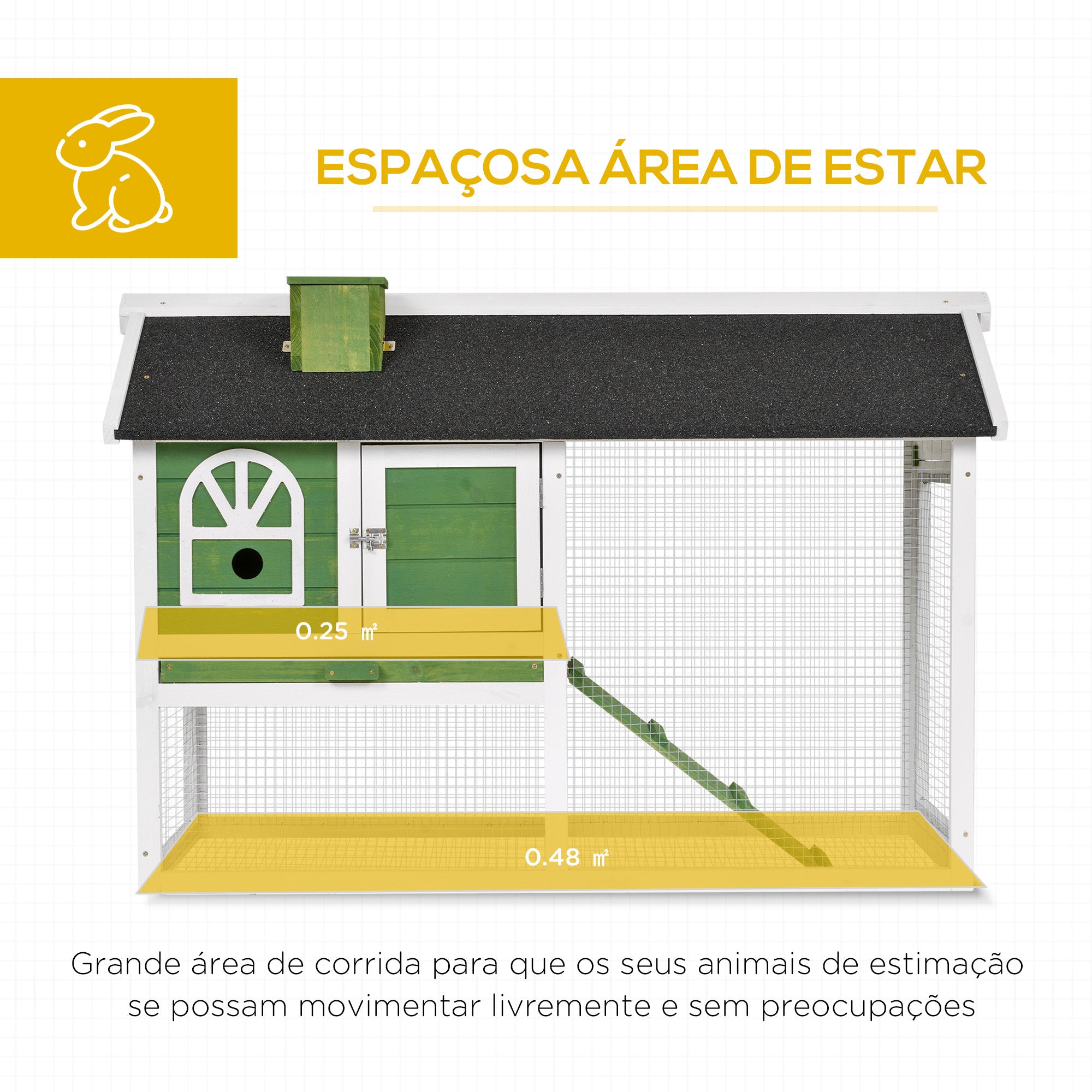 Coelheira Grande Verde 120x60x79 cm com Bandeja Removível e Chaminé