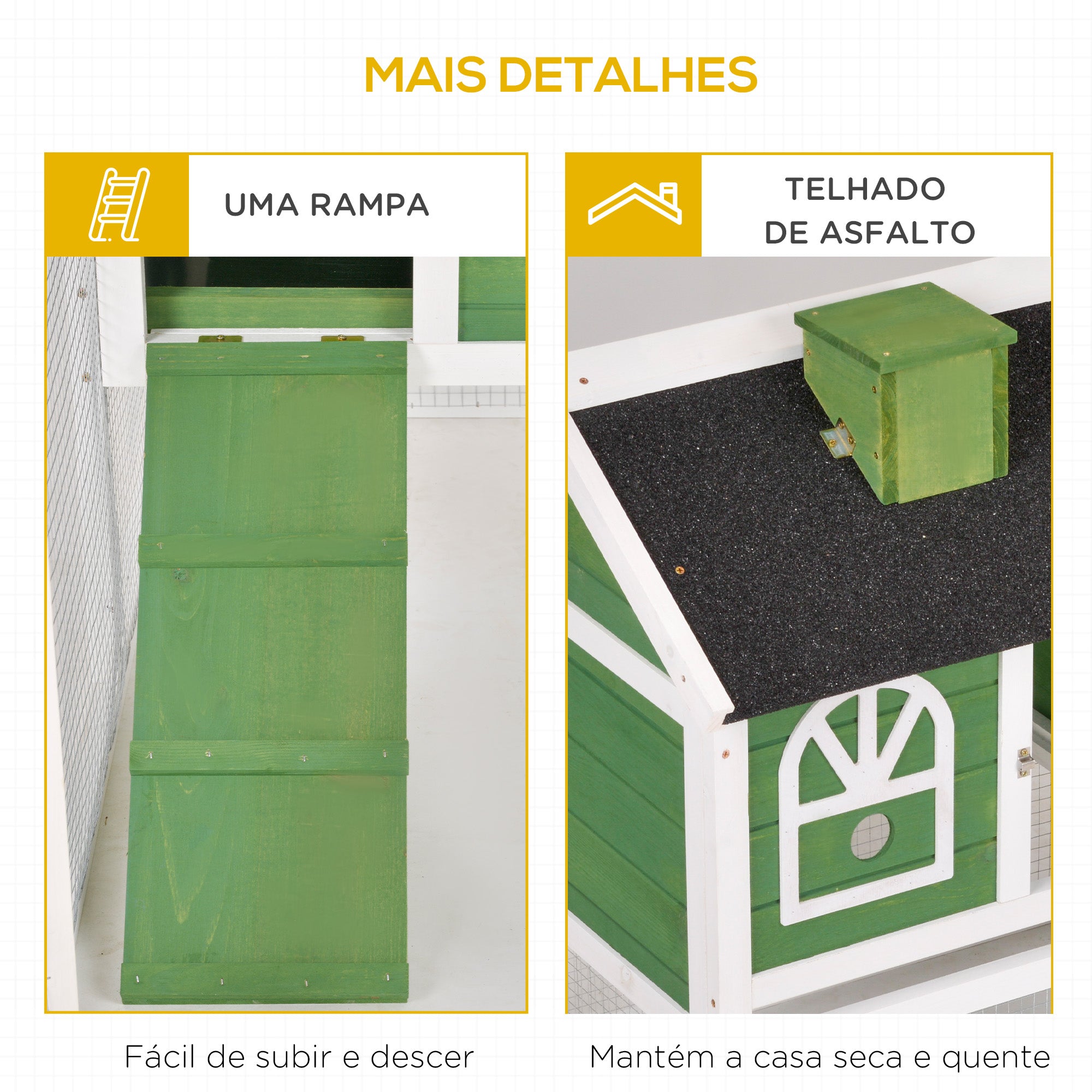 Coelheira Grande Verde 120x60x79 cm com Bandeja Removível e Chaminé
