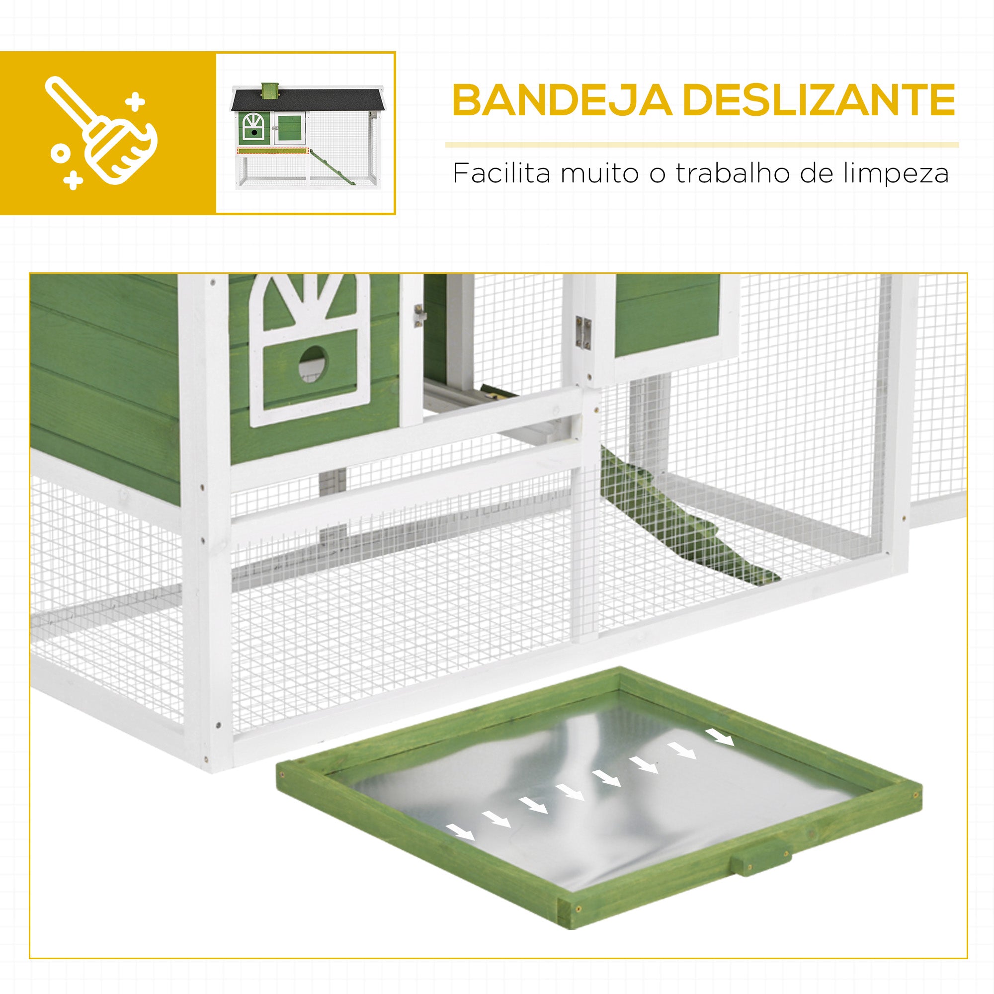 Coelheira Grande Verde 120x60x79 cm com Bandeja Removível e Chaminé