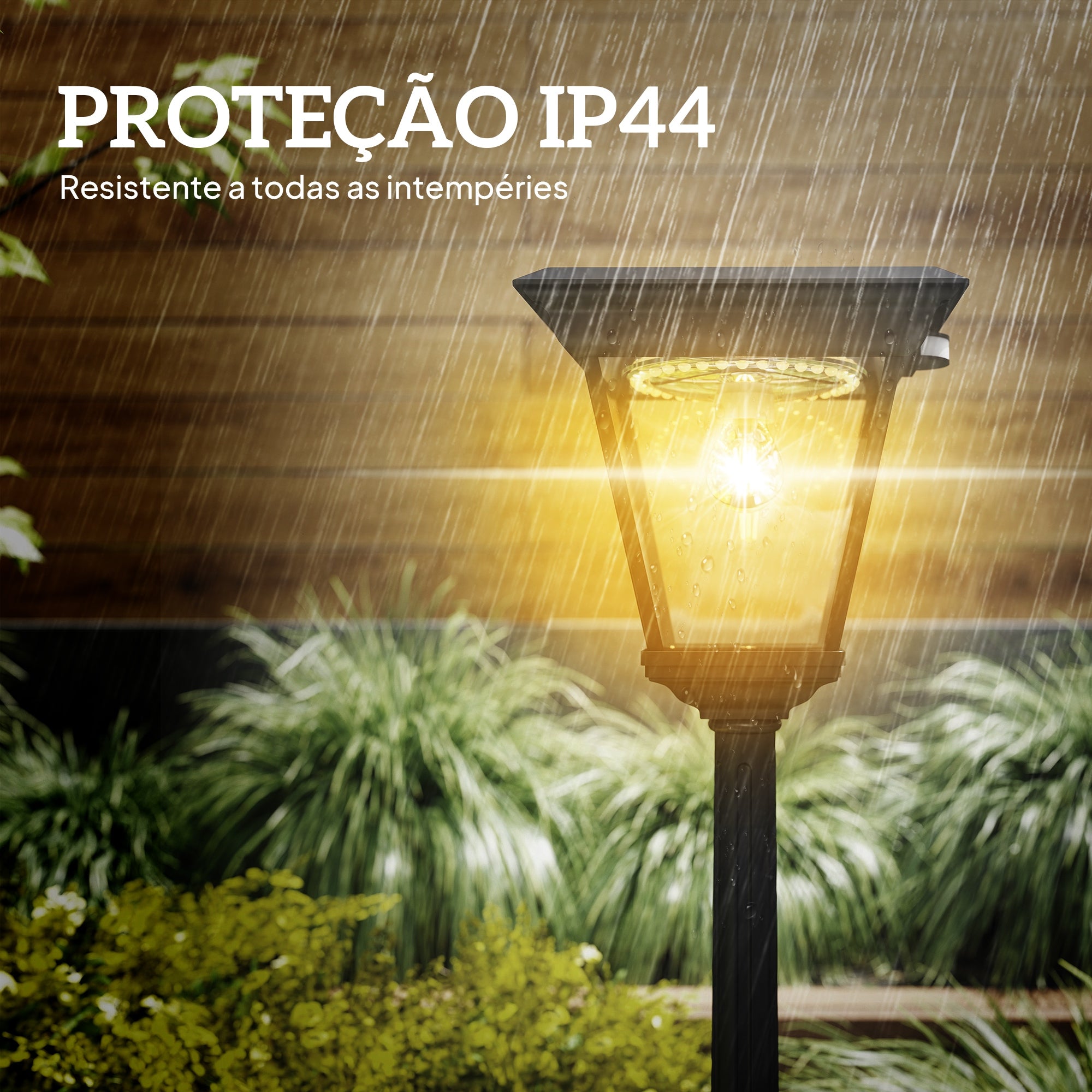 Candeeiro Solar para Exterior 26x24x220 cm - Cor Preto