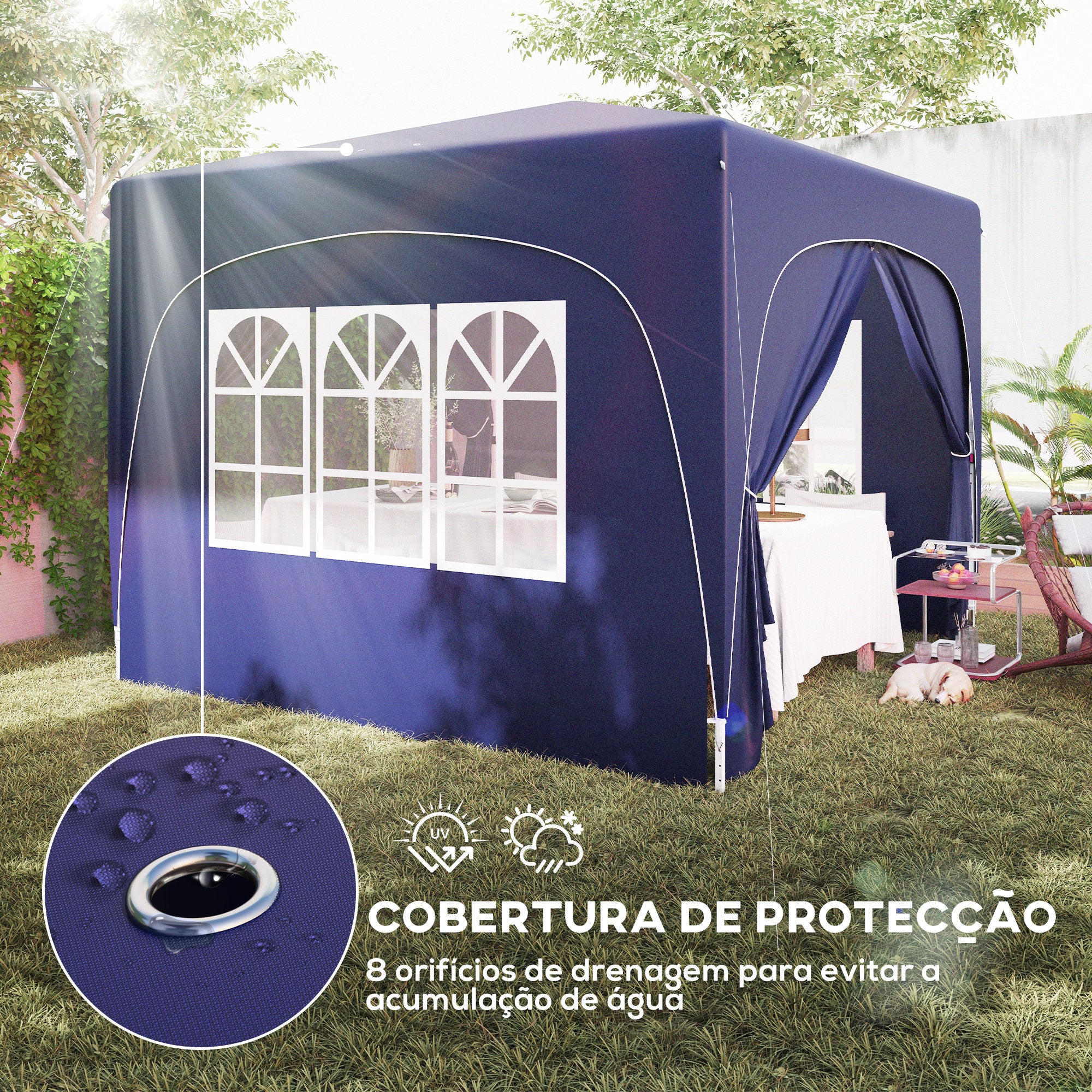Tenda Dobrável 3x3m Azul - Outsunny - Altura Ajustável