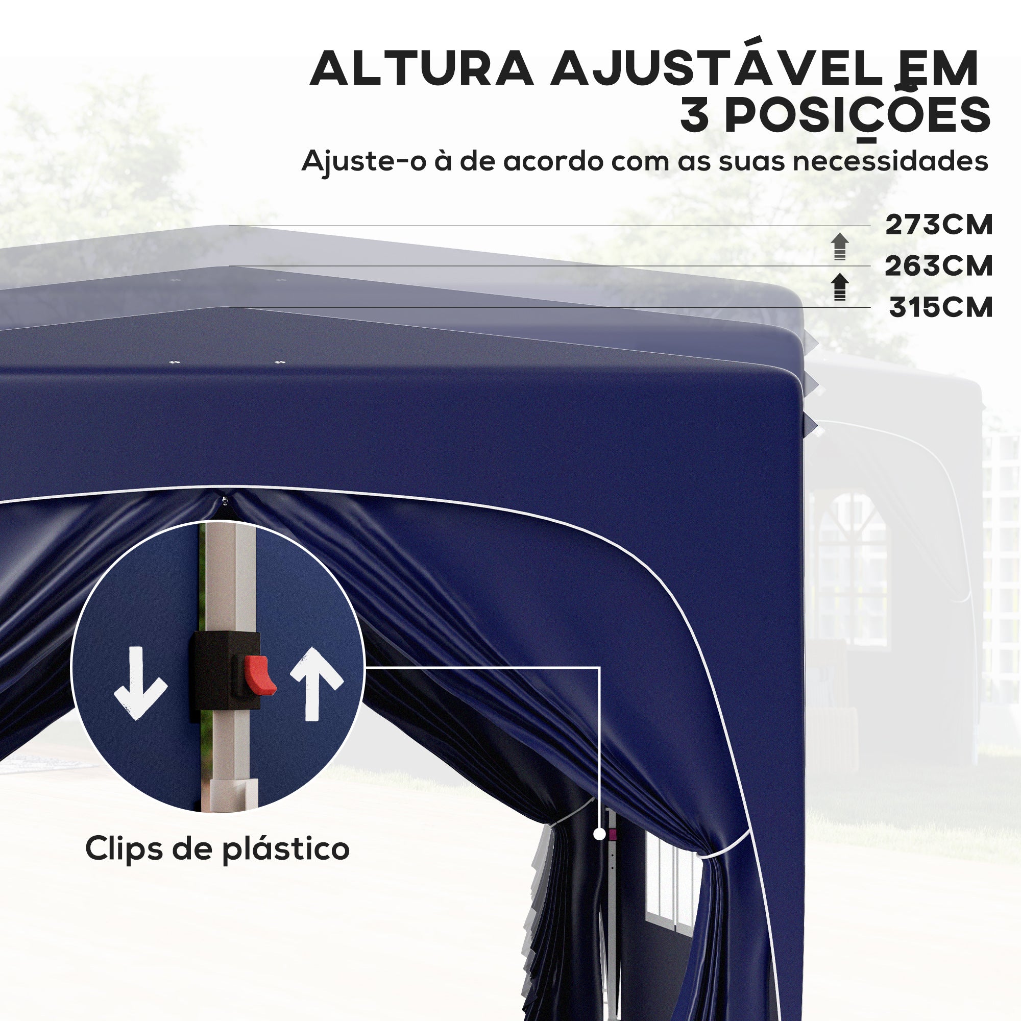 Tenda Dobrável 3x3m Azul - Outsunny - Altura Ajustável