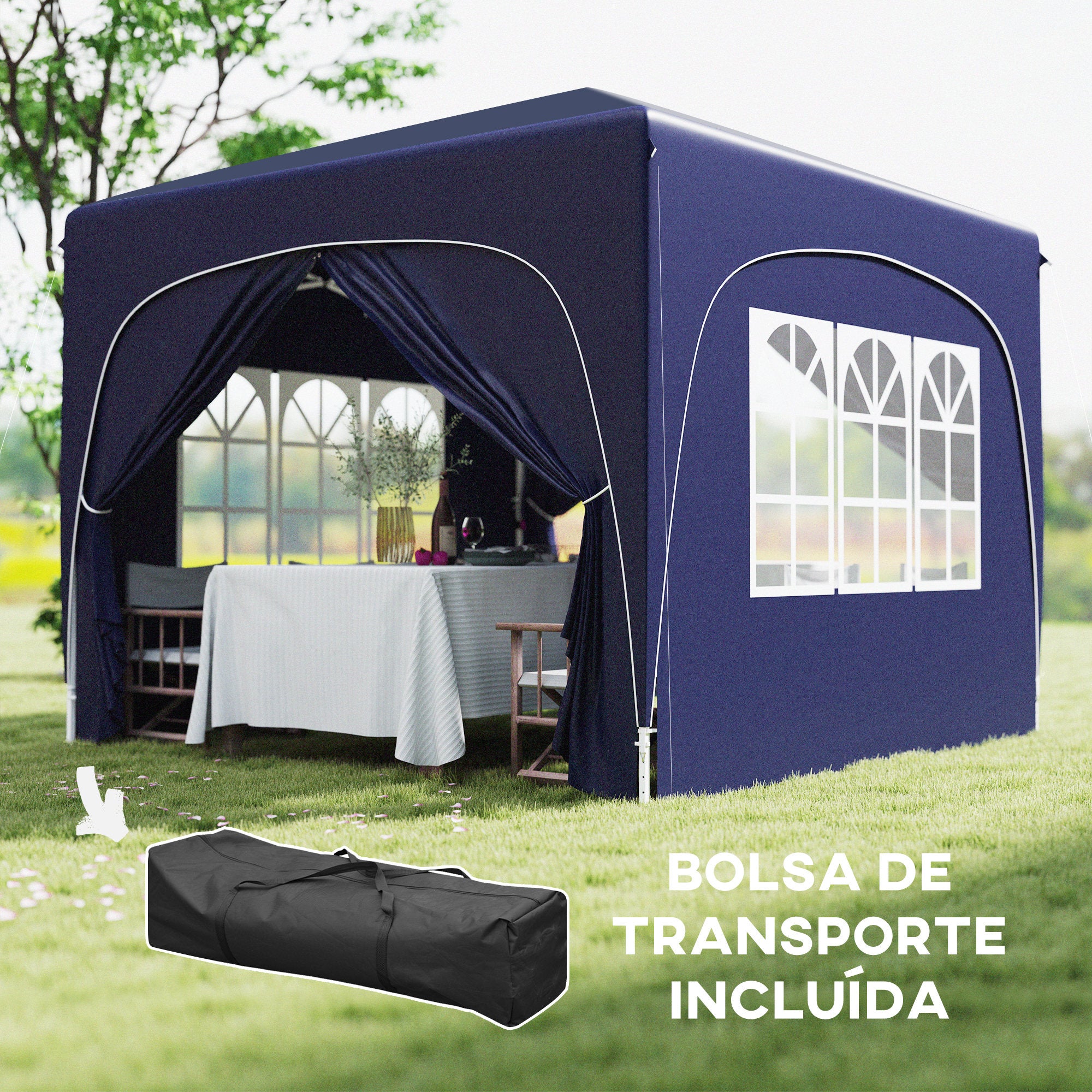 Tenda Dobrável 3x3m Azul - Outsunny - Altura Ajustável