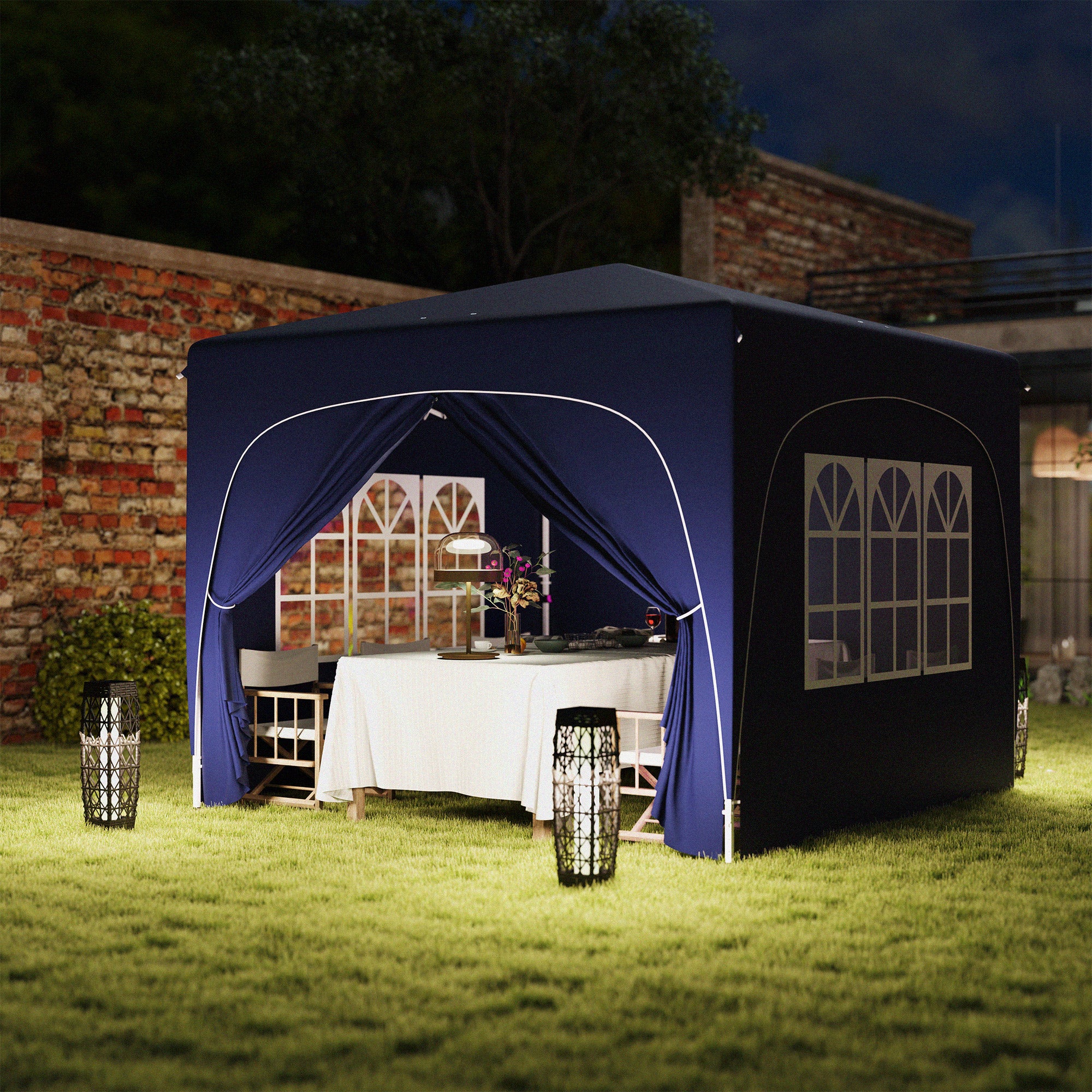 Tenda Dobrável 3x3m Azul - Outsunny - Altura Ajustável