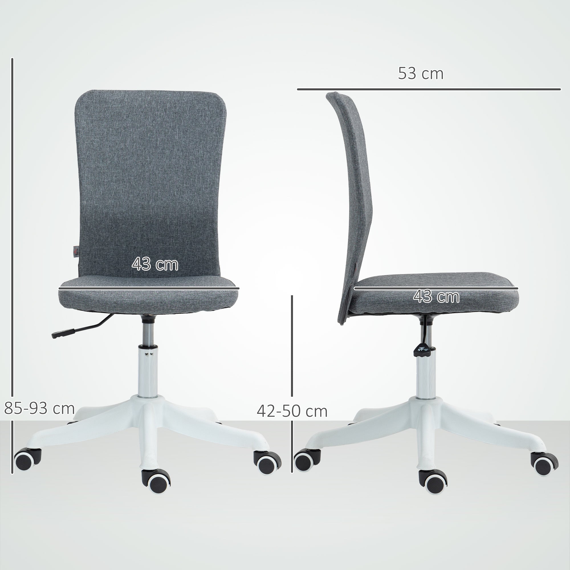 Cadeira de Escritório Linho Sintético Cinza 53x43x85-93 cm