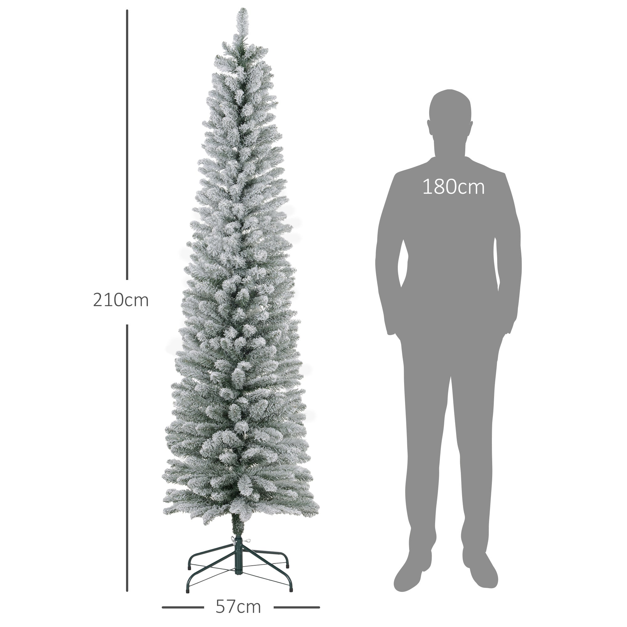 Árvore de Natal Artificial 210 cm Verde Nevada com 180 Luzes LED