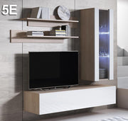 Conjunto de Móveis de Sala – 1,6m – Carvalho Sonoma e Branco – Melamina
