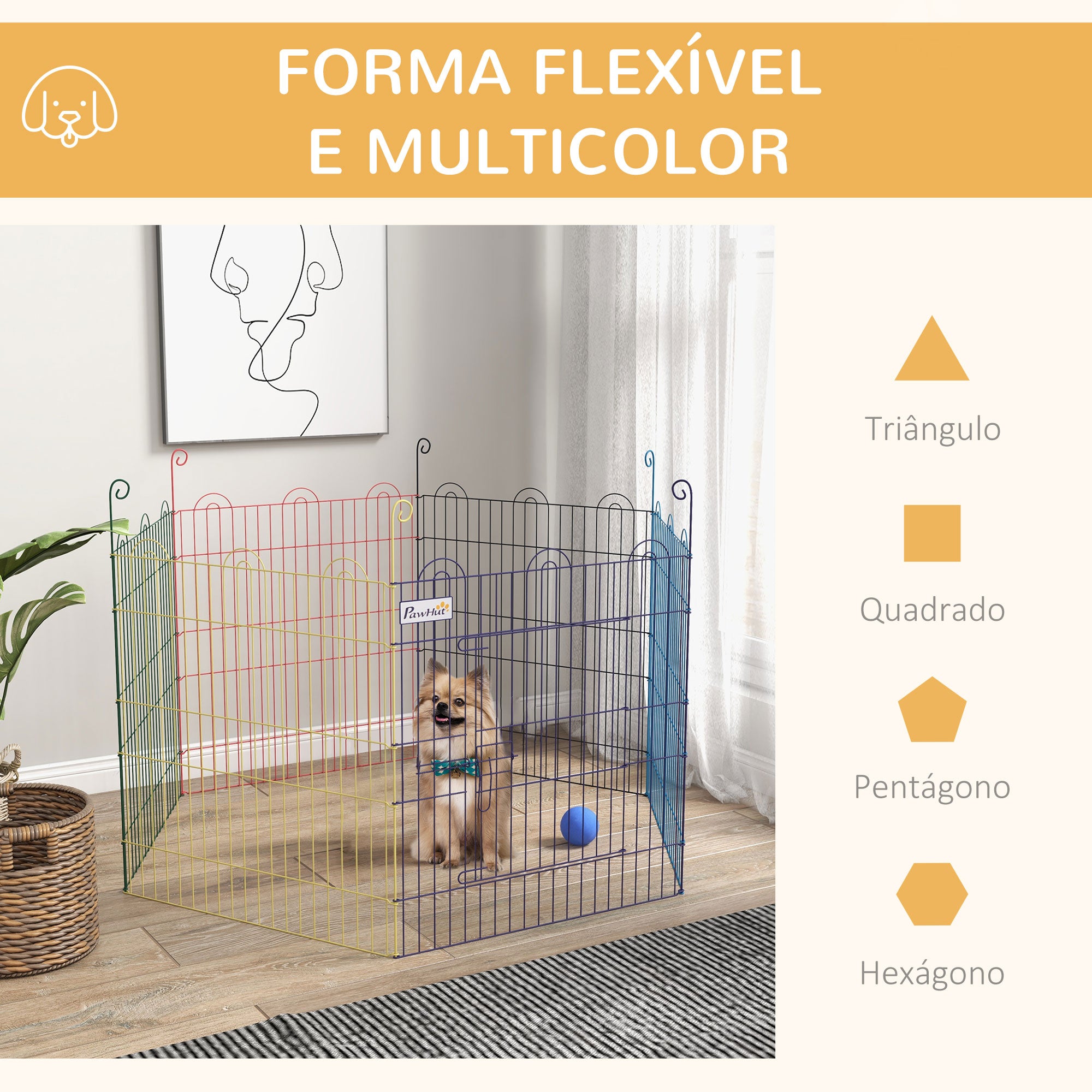 Parque para Animais de Estimação – Ø120x60 cm – Multicor – Metal