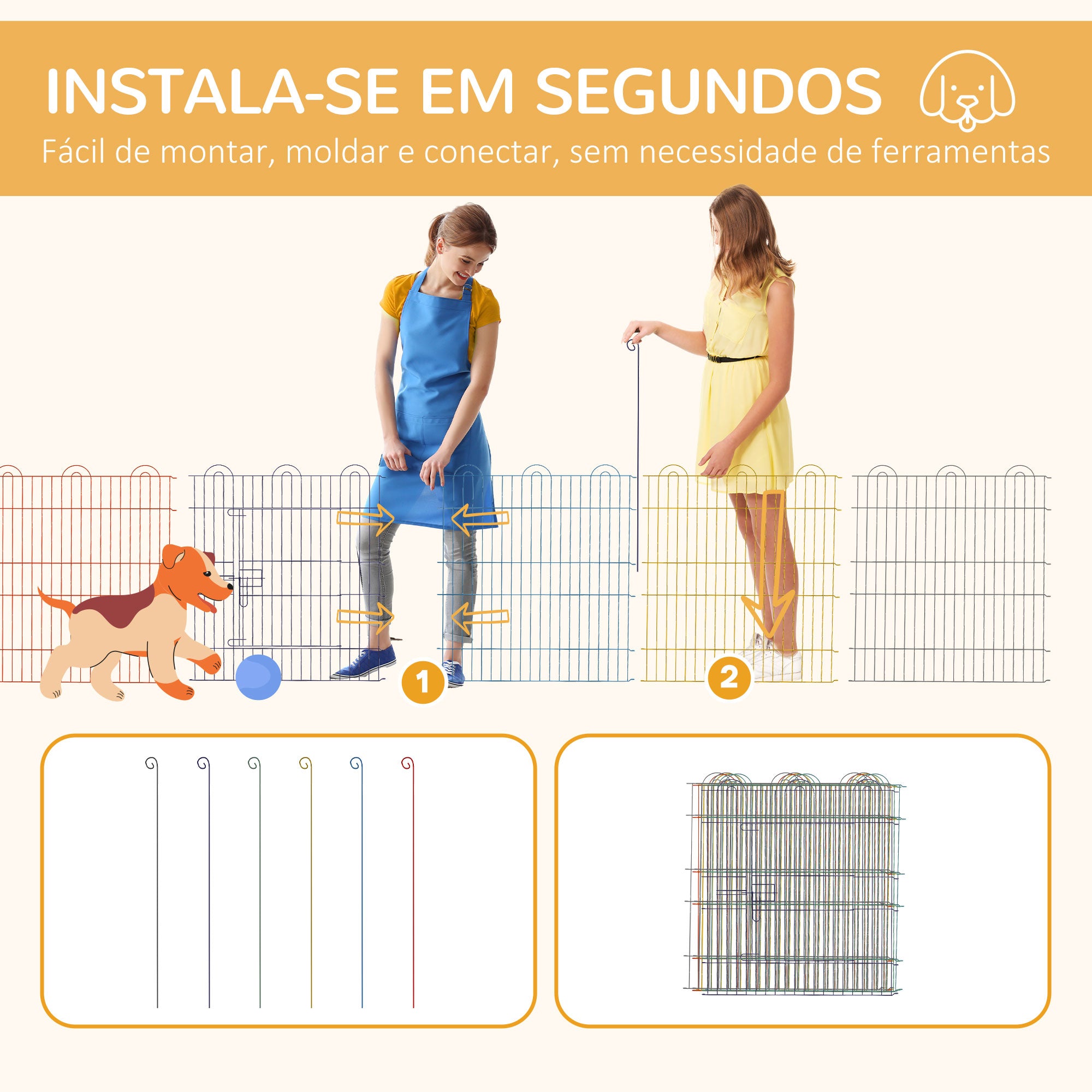 Parque para Animais de Estimação – Ø120x60 cm – Multicor – Metal