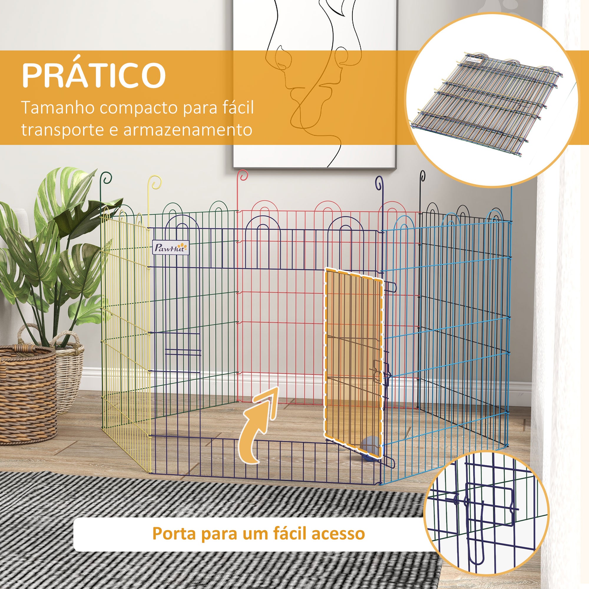Parque para Animais de Estimação – Ø120x60 cm – Multicor – Metal