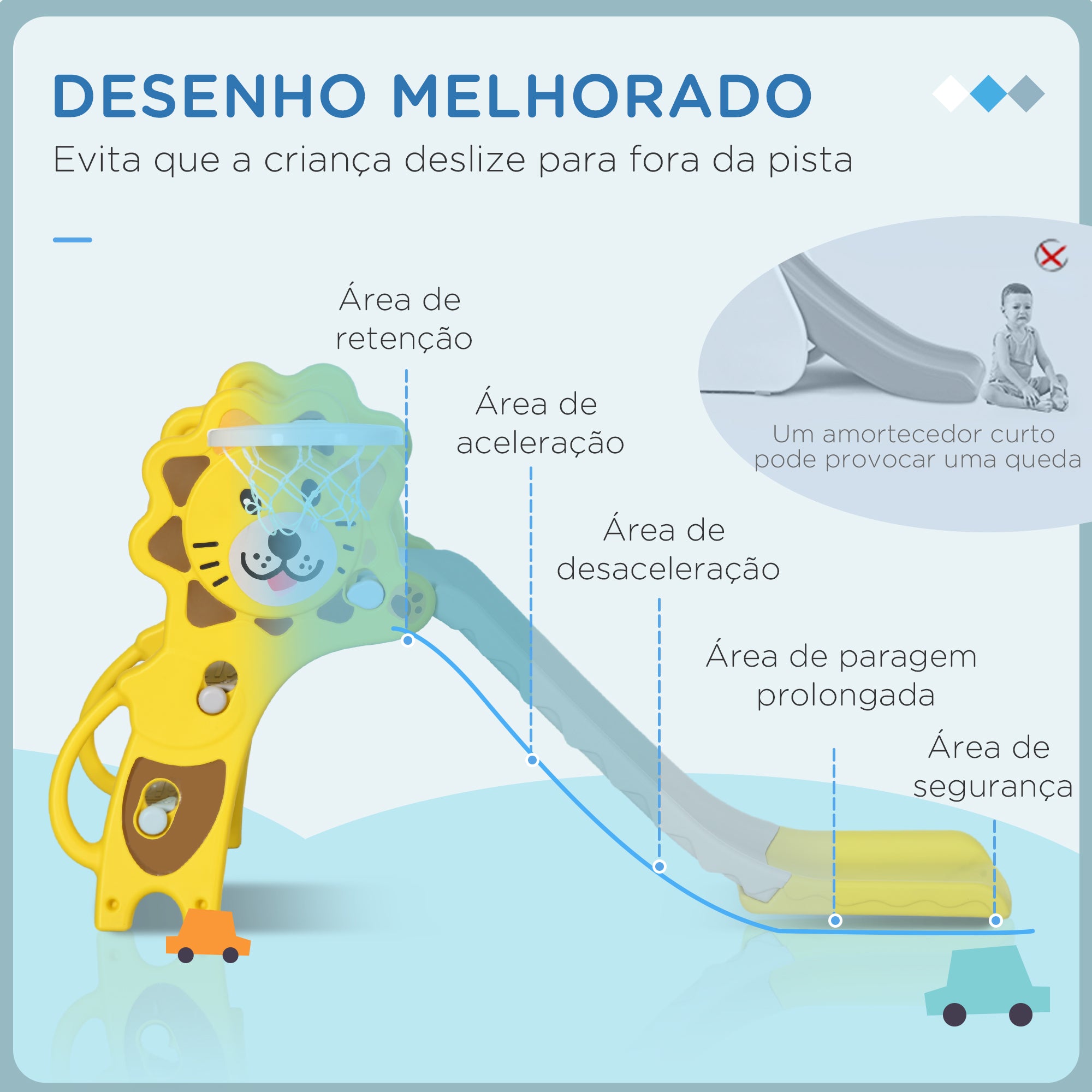 Escorrega para Crianças 2 em 1 – 131x50x74 cm – Amarelo – PE