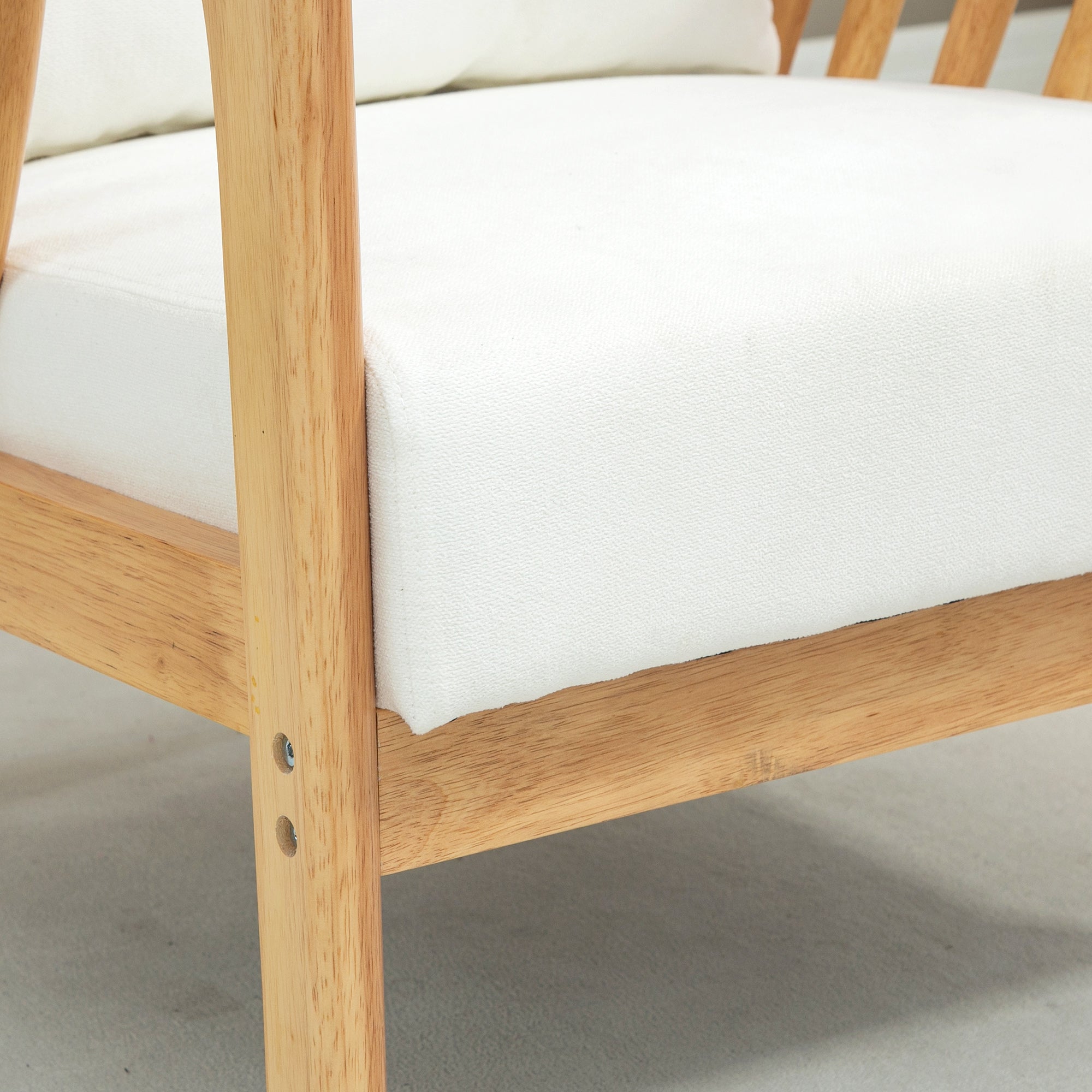 Poltrona de Sala de Estar – 68x75x78 cm – Creme Branco – Veludo