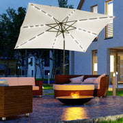 Chapéu de Sol 268x205x248 cm com Luzes LED e Inclinação até 45° - Creme Branco