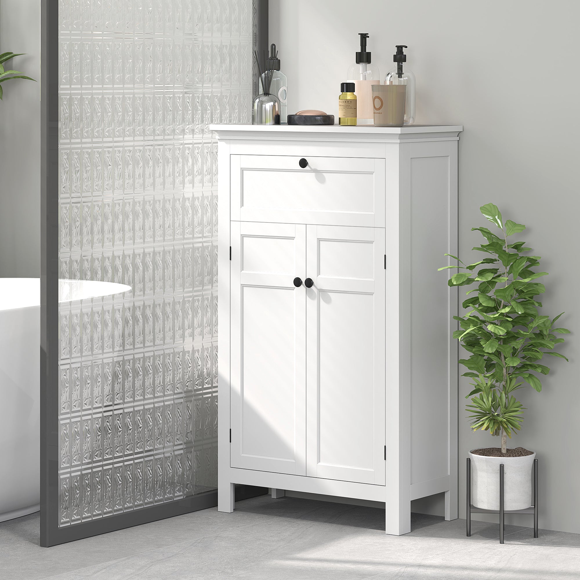 Armário de Casa de Banho Moderno – 60x30x102,5 cm – Branco – MDF
