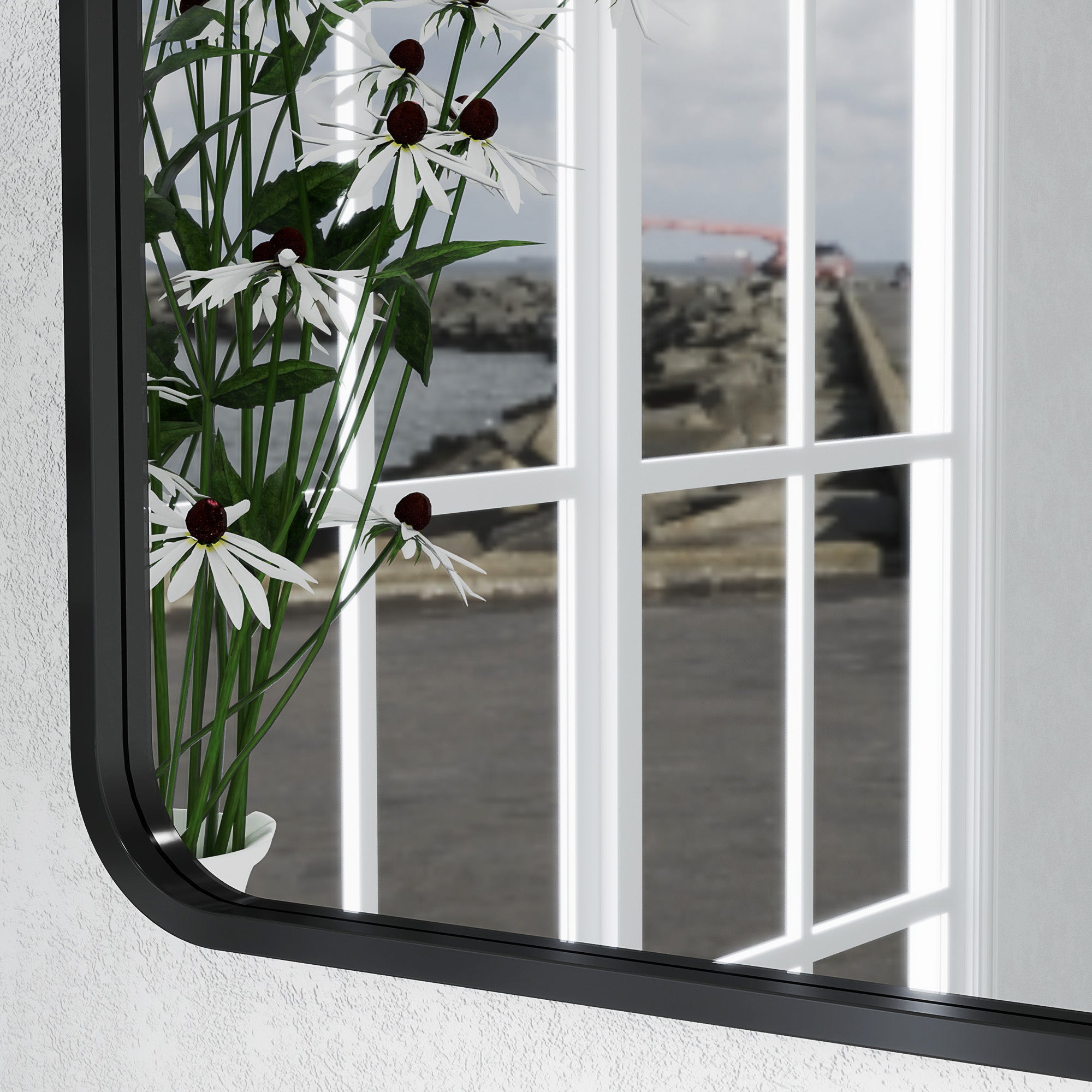 Espelho Retangular – 50x70 cm – Preto – Vidro e metal
