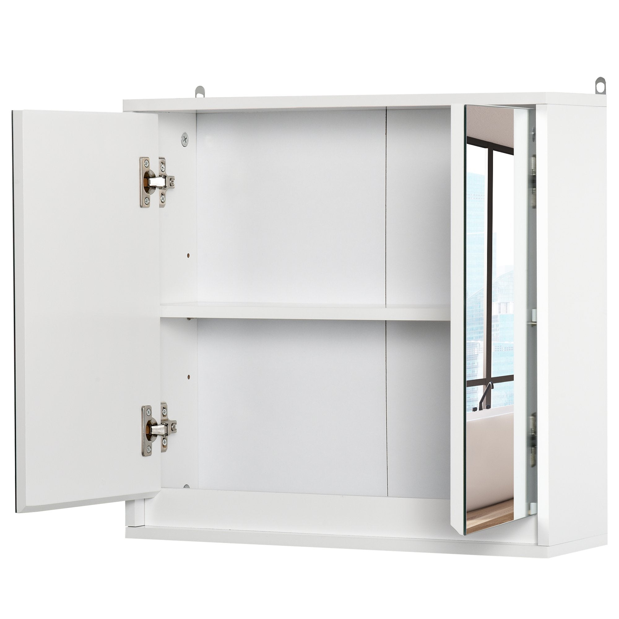 Armário de Casa de Banho – 48x14,5x45 cm – Branco – Melamina e Vidro