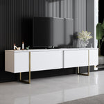 Móvel de TV – 180 x 30 x 50 cm – Branco e dourado – Painel de partículas