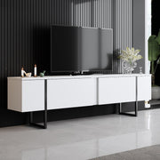 Móvel de TV – 180 cm x 30 cm x 50 cm – Branco e preto – Melamina