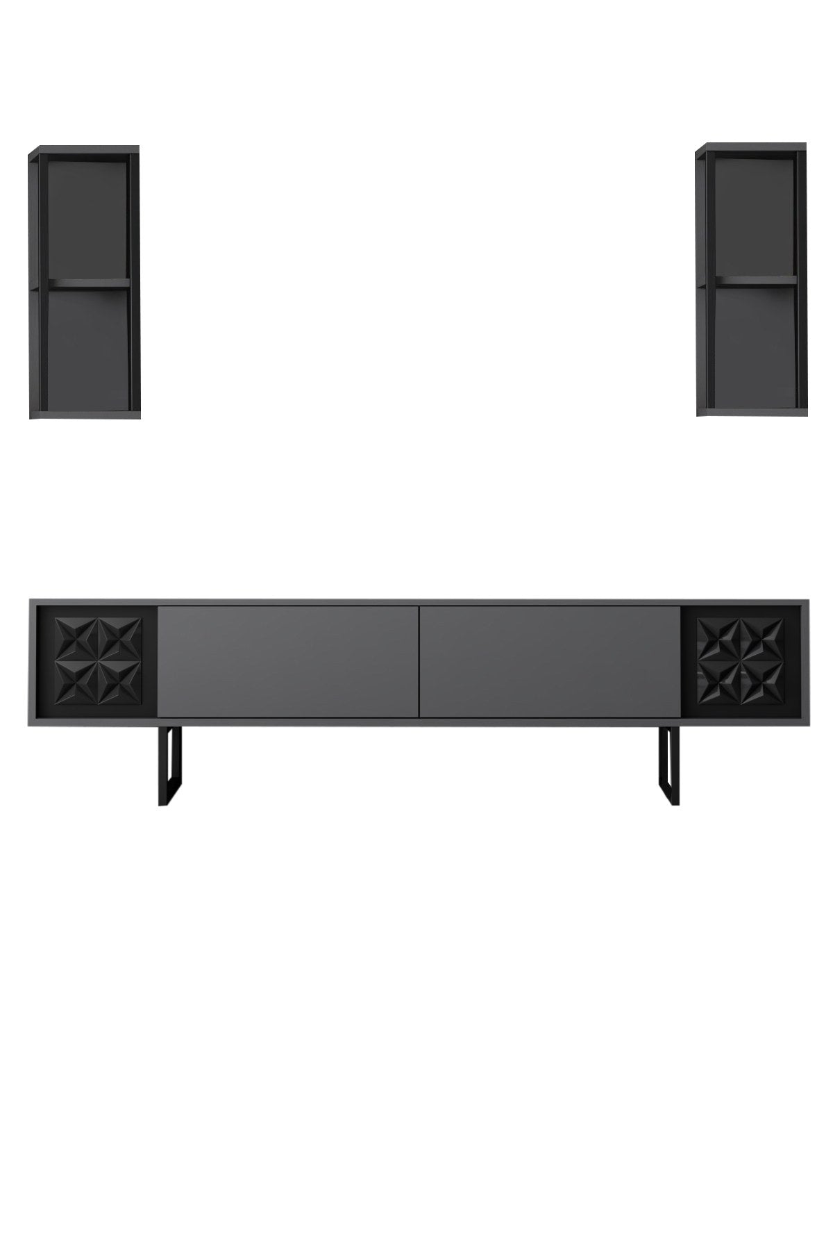 Móvel de TV – 180 x 30 x 48 cm – antracite e preto – painel de partículas revestido a melamina