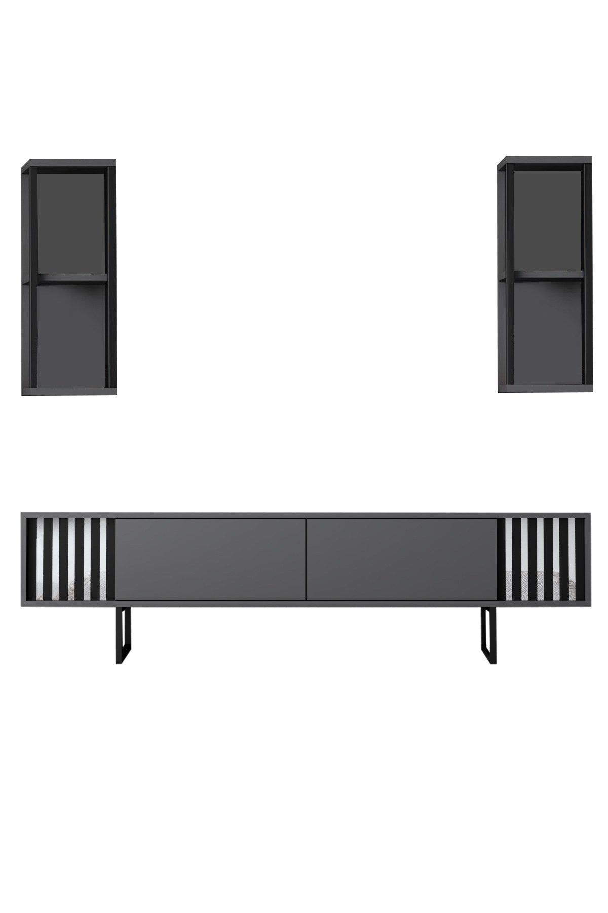 Móvel de TV – 180 x 30 x 48 cm – antracite e preto – painel de partículas revestido a melamina