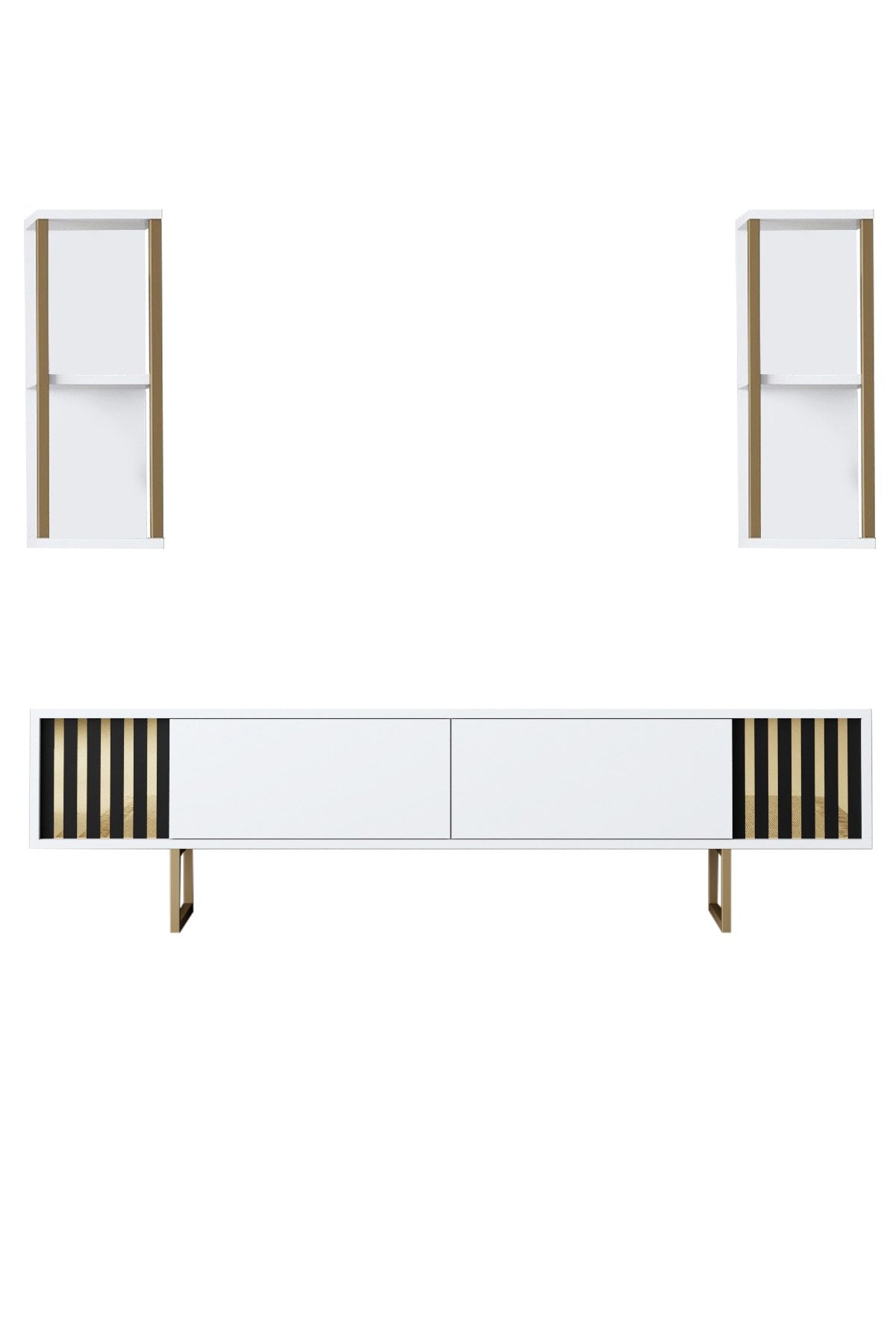 Móvel de TV moderno – 180 x 30 x 48 cm – Branco e Preto – Melamina