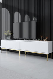Móvel de TV – 180 x 47 x 30 cm – Branco e dourado – Painel de partículas revestido de melamina