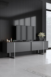 Móvel de TV elegante – 180 x 30 x 50 cm – Antracite e Prata – Painéis de partículas revestidos a melamina