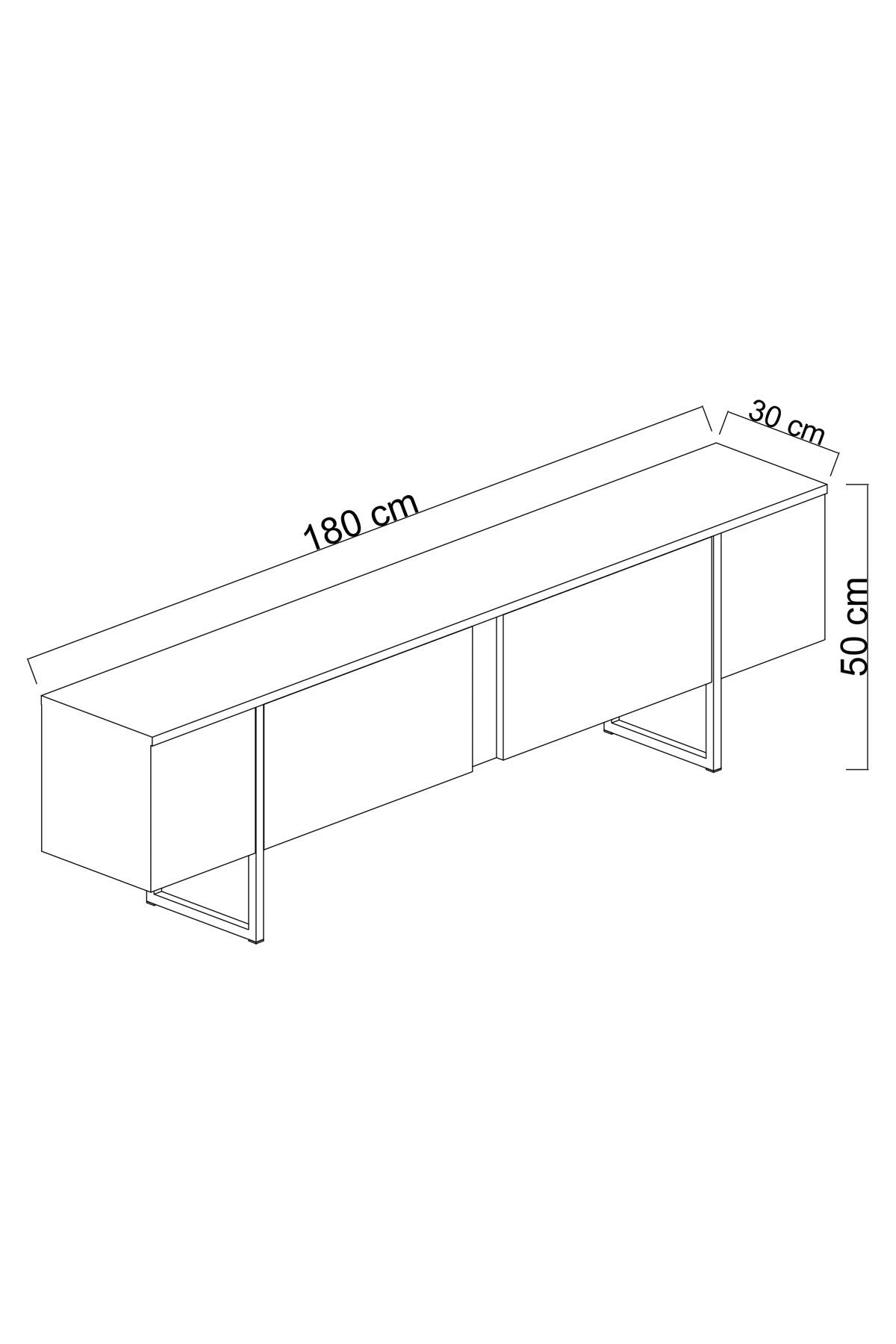 Móvel de TV elegante – 180 x 30 x 50 cm – Antracite e Prata – Painéis de partículas revestidos a melamina