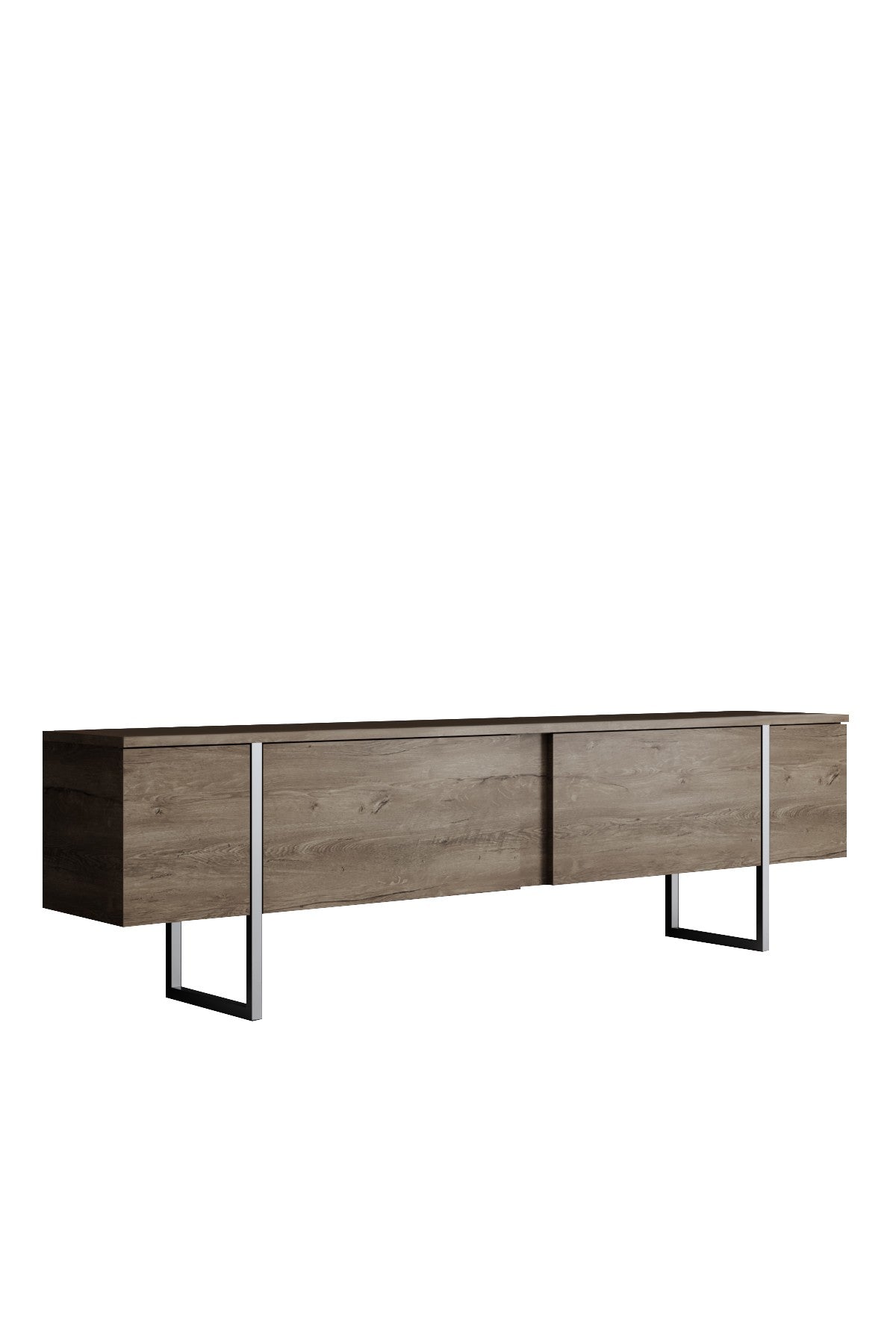 Móvel de TV – 180 x 30 x 50 cm – Nogueira e Prata – Painel de partículas revestido a melamina