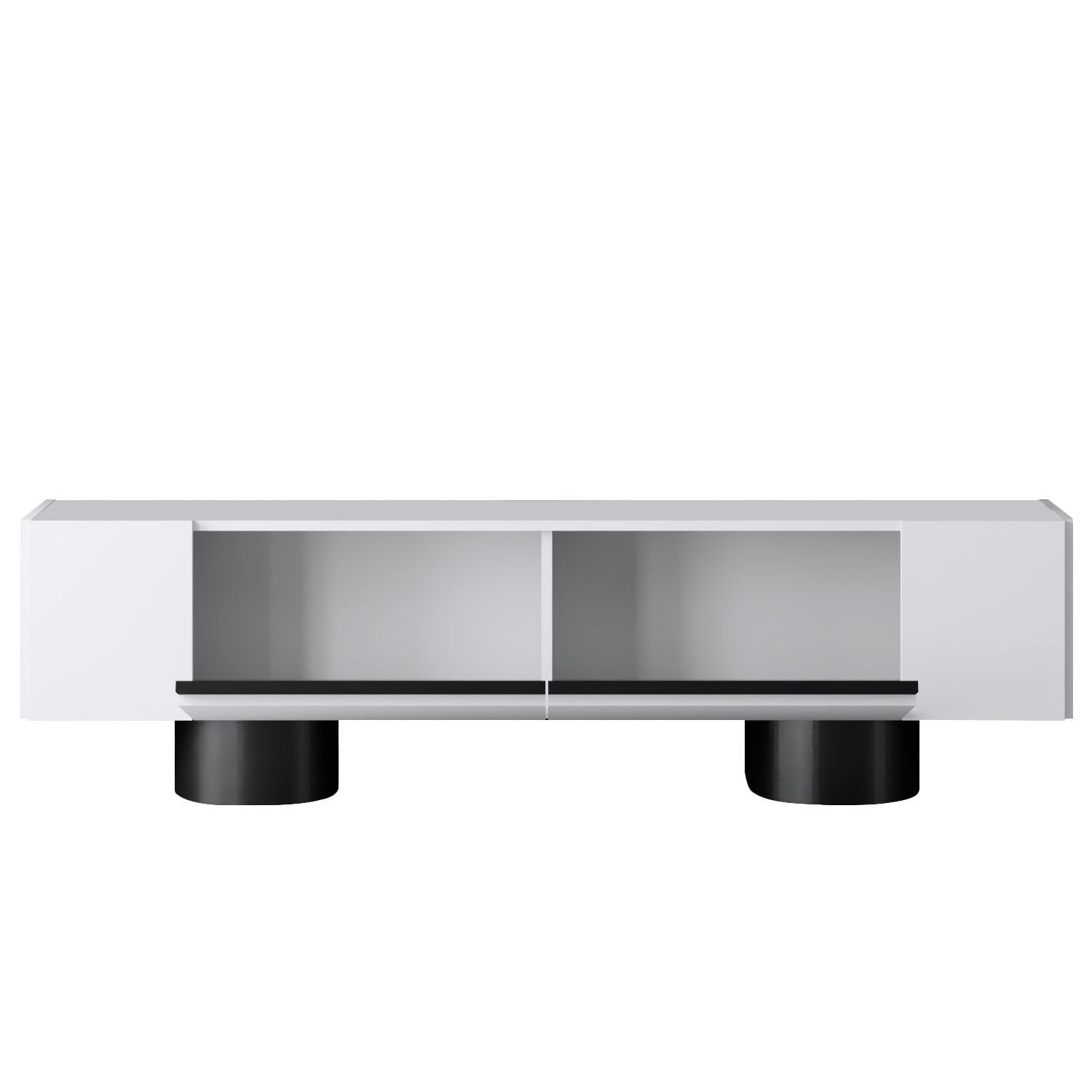 Móvel de TV – 180 cm x 50 cm x 30 cm – Branco e Preto – MDF