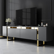 Móvel de TV – 180cm x 50cm x 30cm – Antracite e Ouro – Painel de Partículas Revestido de Melamina