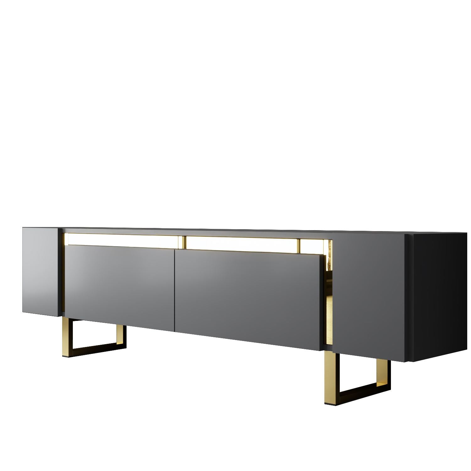 Móvel de TV – 180cm x 50cm x 30cm – Antracite e Ouro – Painel de Partículas Revestido de Melamina