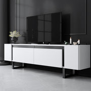 Móvel de TV – 180 cm x 50 cm x 30 cm – Branco e Preto – Aglomerado e Metal