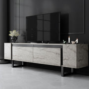 Móvel de TV – 180 cm x 50 cm x 30 cm – Travertino e Preto – MDF