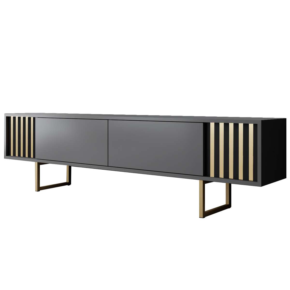 Móvel de TV – 180 cm x 30 cm x 48 cm – Antracite e Ouro – MDF