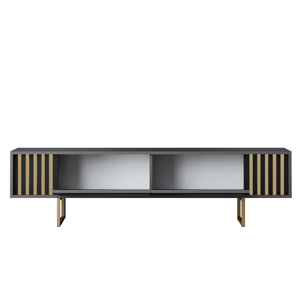 Móvel de TV – 180 cm x 30 cm x 48 cm – Antracite e Ouro – MDF