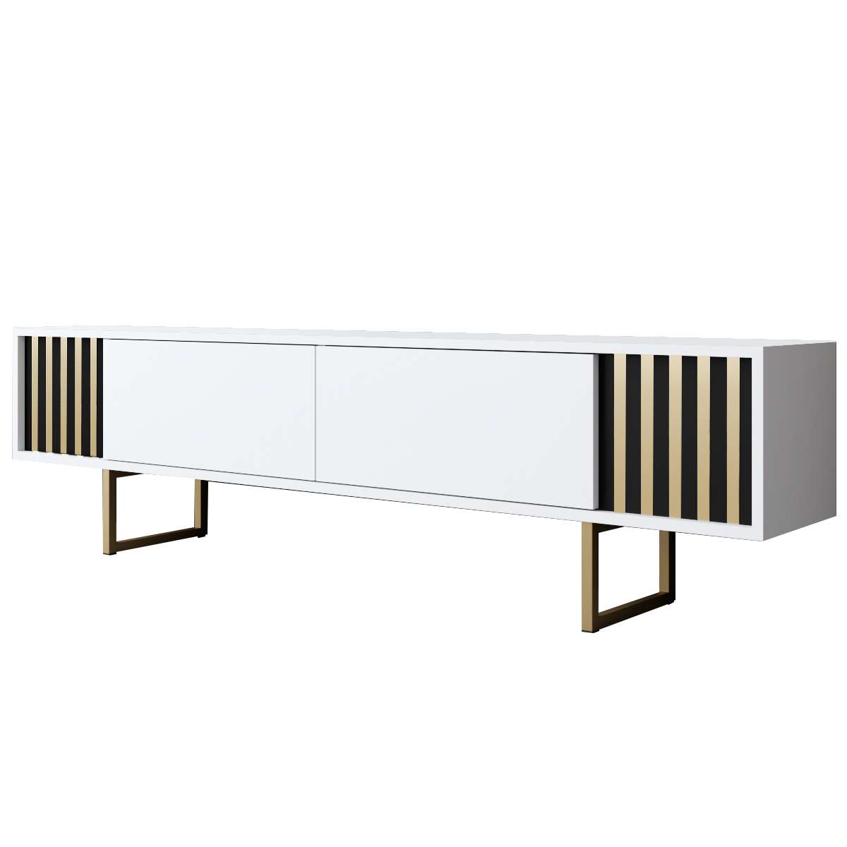 Móvel de TV – 180 cm x 30 cm x 48 cm – Branco e Dourado – MDF