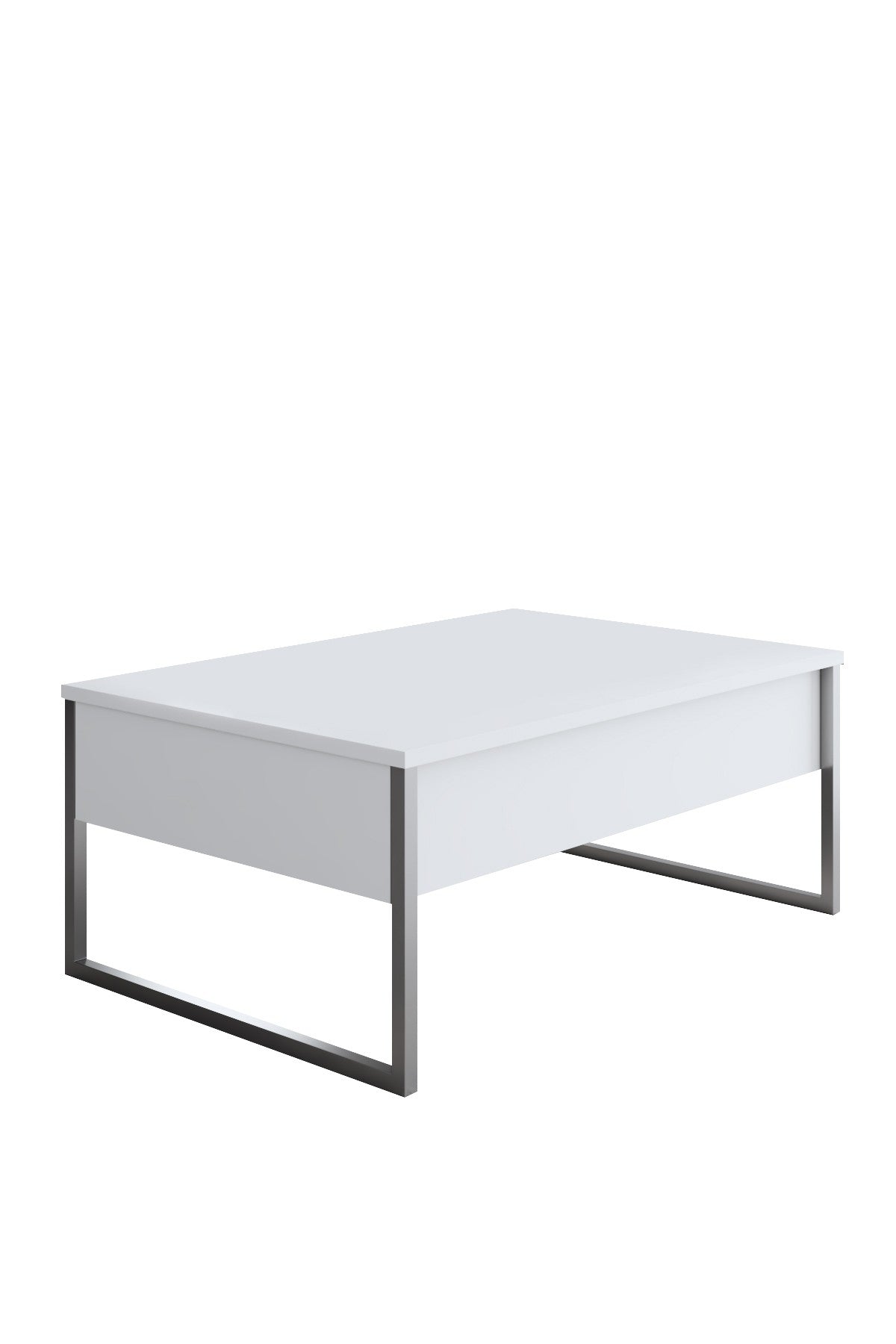 Mesa de Centro – 90 x 60 x 40 cm – Branco e Prata – Painel de Partículas