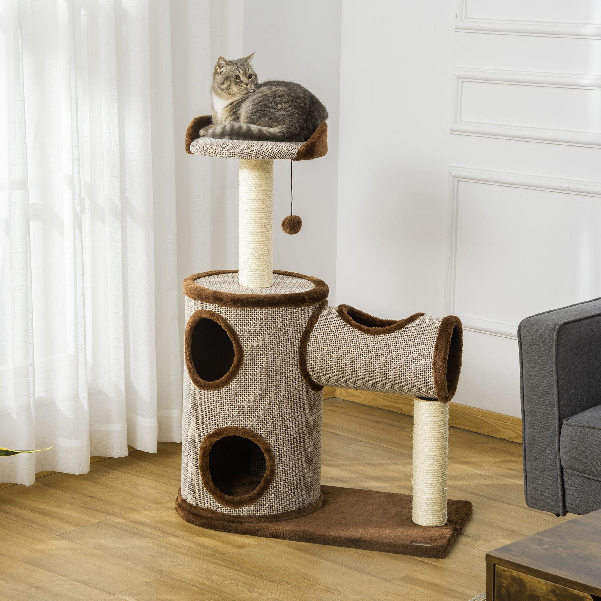 Arranhador para Gatos Médios Marrom 75x39x104 cm